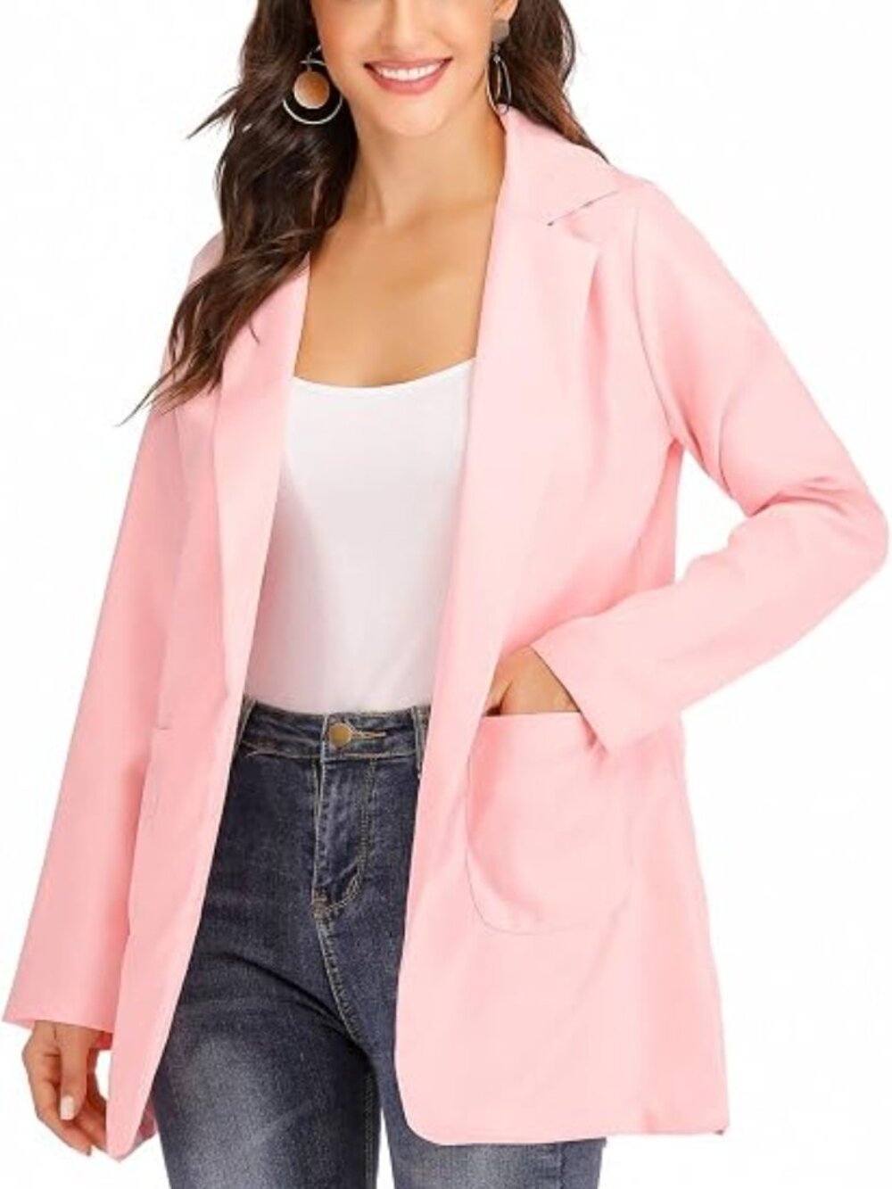Pink Lightweight Open Front Blazer